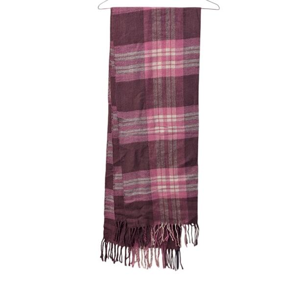 Bijoux Accessories - Bijoux Terner Cashmere-Feel Pink Plaid Scarf – 100% Acrylic
